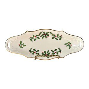 Lenox China Condiment Dish Serving 24K Gold Accents Christmas Holiday 9.5 inches